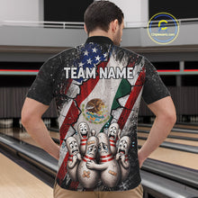 Load image into Gallery viewer, Male bowler wearing Mexican patriotic bowling jersey, custom bowling team shirt