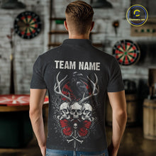 Load image into Gallery viewer, Red Skulls Butterfly Grunge Dartboard Custom Darts Polo Shirt For Men Retro Dart Gifts NYN2002