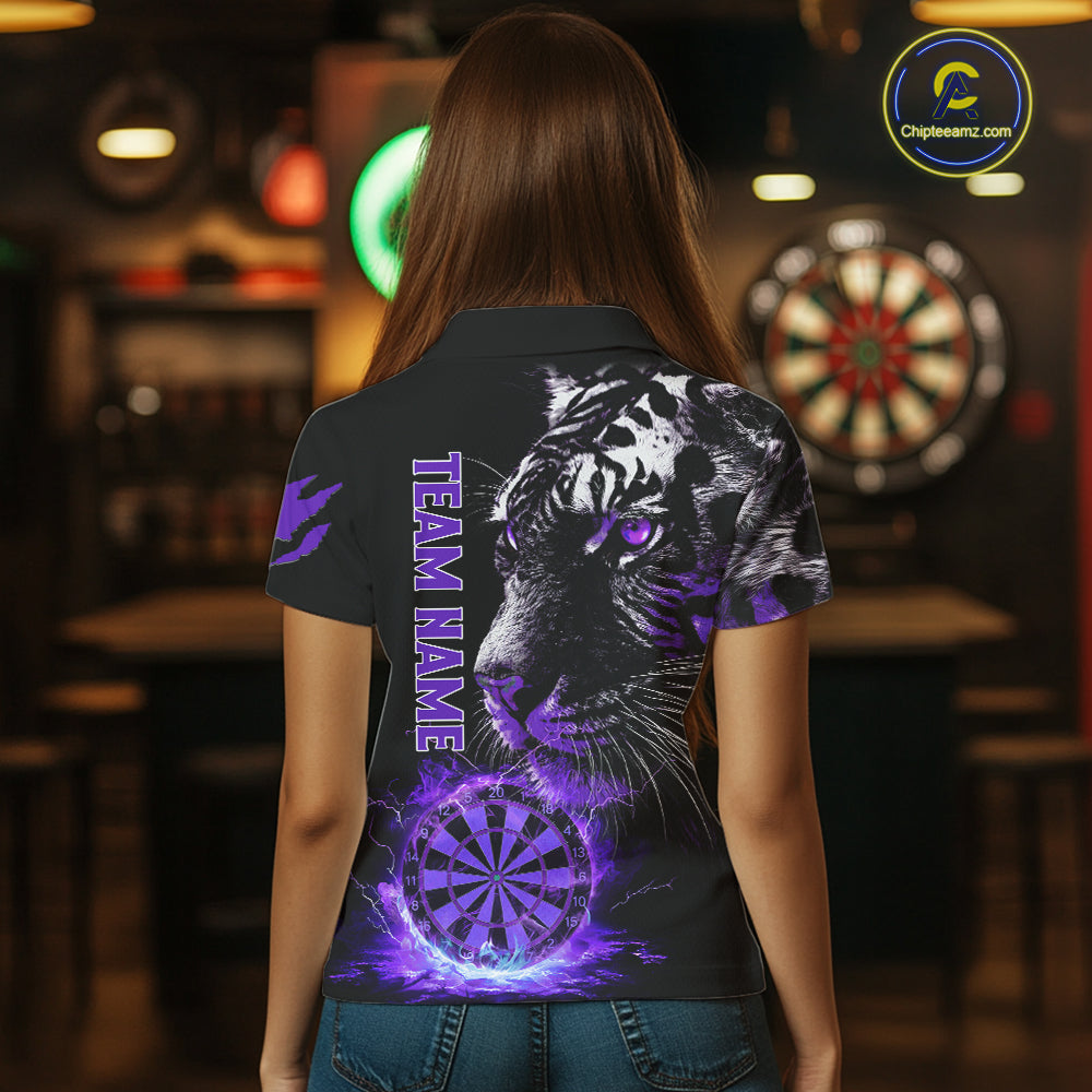 Purple Horror Tiger Fire Flame Dartboard Custom Women Darts Polo League Shirts Dart Jerseys NYN2247