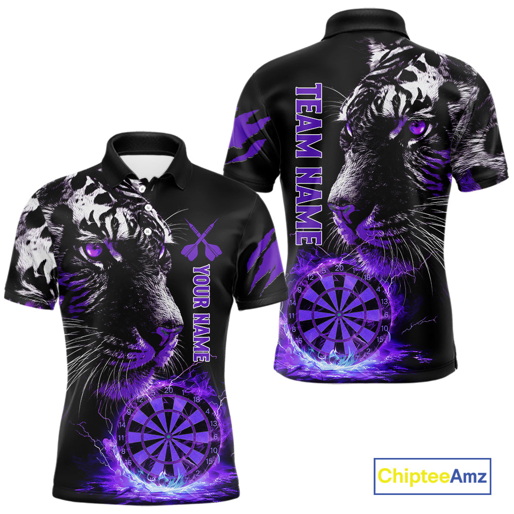 Purple Horror Tiger Fire Flame Dartboard Custom Men Darts Polo League Shirts Dart Jerseys NYN2247