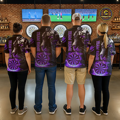 Purple Horror Tiger Fire Flame Dartboard Custom Women Darts Polo League Shirts Dart Jerseys NYN2247