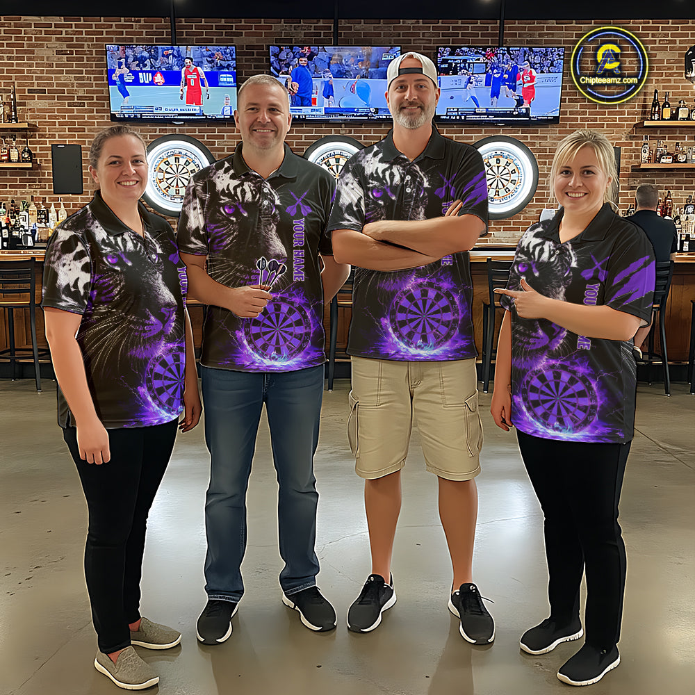 Purple Horror Tiger Fire Flame Dartboard Custom Women Darts Polo League Shirts Dart Jerseys NYN2247