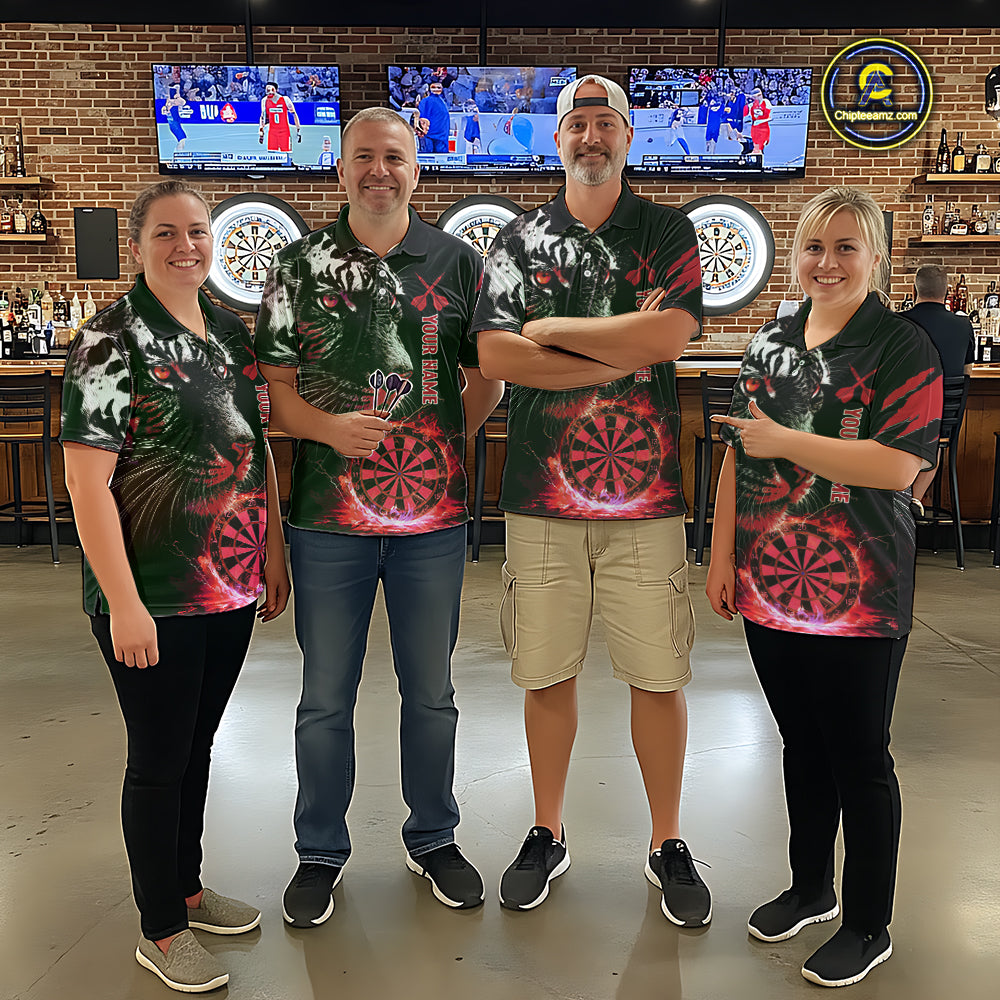 Red Horror Tiger Fire Flame Dartboard Custom Women Darts Polo League Shirts Dart Jerseys NYN2248