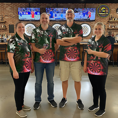 Red Horror Tiger Fire Flame Dartboard Custom Women Darts Polo League Shirts Dart Jerseys NYN2248