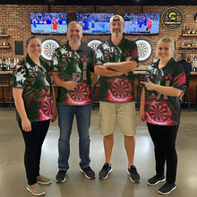 Load image into Gallery viewer, Red Horror Tiger Fire Flame Dartboard Custom Men Darts Quarter-Zip League Shirts Dart Jerseys NYN2248