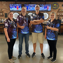 Load image into Gallery viewer, Blue Horror Tiger Fire Flame Dartboard Custom Men Darts Polo League Shirts Dart Jerseys NYN2249