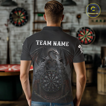 Skeleton Dragon Grey Smokes Cracked Darts League Shirt Custom Dragon Men Darts Jersey NYN2039