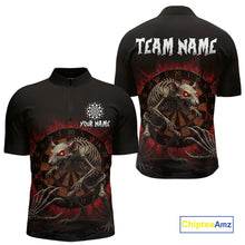 Load image into Gallery viewer, Skeletal Rat Red Splatter Dartboard Custom Mens Quarter-Zip Dart Shirt Skull Dart Jerseys NYN1760