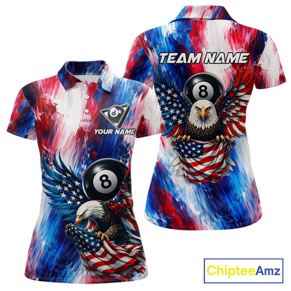Patriotic Eagle Pool 8 Ball & 9 Ball Women Billiard Shirt Custom US Flag Paint Billiard Team Attire NYN2559