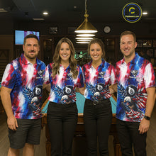 Load image into Gallery viewer, Patriotic Eagle Pool 8 Ball &amp; 9 Ball Men Billiard Shirt Custom US Flag Paint Billiard Team Attire NYN2559