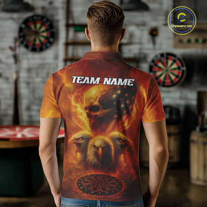Personalized Flame Dart Shirt Custom Yellow Patriotic Dartboard Dart Jerseys For Men NYN1225