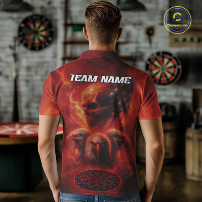 Personalized Flame Dart Shirt Custom Red Patriotic Dartboard Dart Jerseys For Men NYN1226