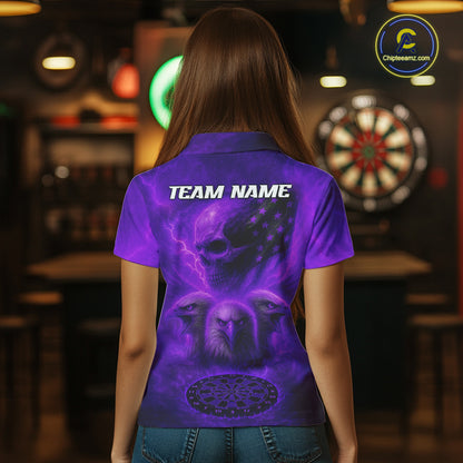 Personalized Flame Dart Shirt Custom Purple Patriotic Dartboard Dart Jerseys For Women NYN1227