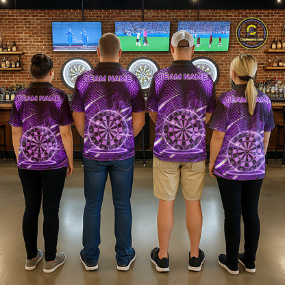 Black And Purple Stripes Light Dartboard Custom Darts Quarter-Zip Shirts Men Dart Team Jerseys NYN2275