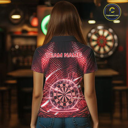 Black And Red Stripes Light Dartboard Custom Darts Polo Shirts Women Dart Team Jerseys NYN2276