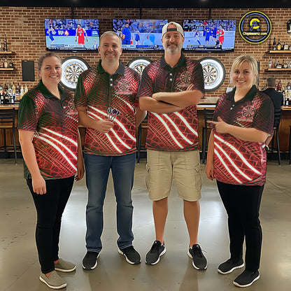 Black And Red Stripes Light Dartboard Custom Darts Polo Shirts Women Dart Team Jerseys NYN2276
