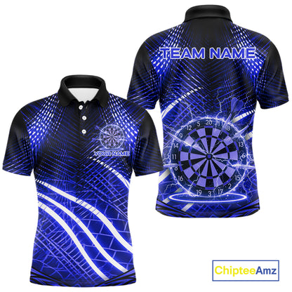 Black And Blue Stripes Light Dartboard Custom Darts Polo Shirts Men Dart Team Jerseys NYN2277
