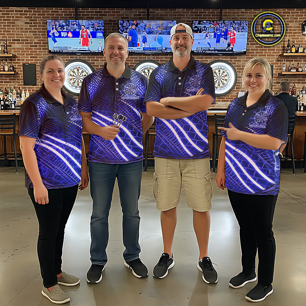 Black And Blue Stripes Light Dartboard Custom Darts Quarter-Zip Shirts Men Dart Team Jerseys NYN2277