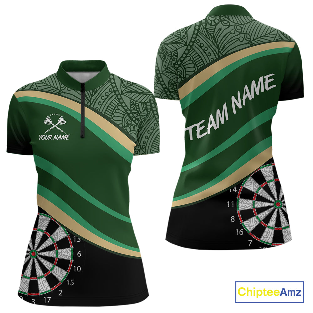 Leafy Whirl Dart Boards Darts Funny Shirt For Women - Custom Team & Player Name NYN0371