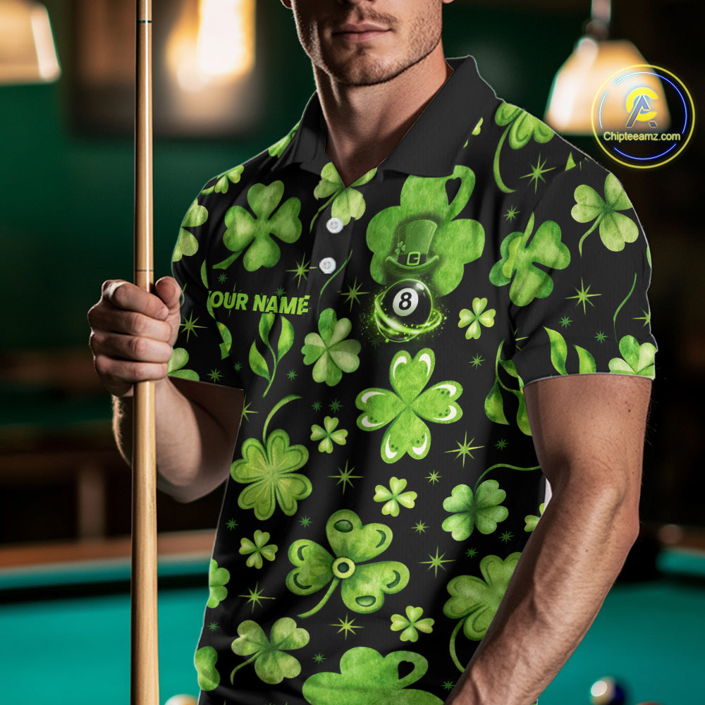 Eagle Shamrock Green St Patrick's Day Men Billiard Shirts Personalized Pool 8 Balls Billiard Attire NYN2740