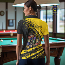 Load image into Gallery viewer, Yellow Grunge Billiard 15 Ball Pool Polo &amp; Quarter-Zip Shirt Custom Billiard Team Attire For Women NYN2747