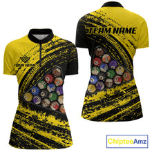 Load image into Gallery viewer, Yellow Grunge Billiard 15 Ball Pool Polo &amp; Quarter-Zip Shirt Custom Billiard Team Attire For Women NYN2747