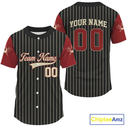 Custom Red-Black Pinstripe Baseball Jersey For Men Youth Baseball Jersey Personalized NYN1254