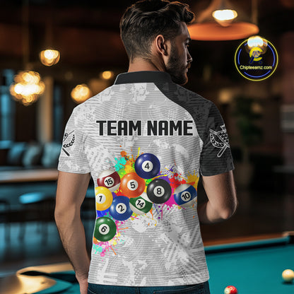 Personalized Colorful Splatter Billiard Balls Shirt For Men Pool Ball 8 Billiard Jersey NYN2311