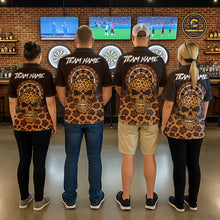 Load image into Gallery viewer, Brown Skull &amp; Dartboard Leopard Pattern Darts Polo Shirts For Women Darts Team Jerseys NYN2755