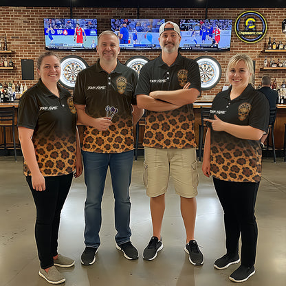 Brown Skull & Dartboard Leopard Pattern Darts Polo Shirts For Men Darts Team Jerseys NYN2755