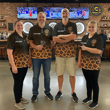 Load image into Gallery viewer, Brown Skull &amp; Dartboard Leopard Pattern Darts Polo Shirts For Women Darts Team Jerseys NYN2755