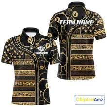 Load image into Gallery viewer, Black &amp; Gold Tribal 8 Ball Pool Shirts Custom Men Billiard Polo &amp; 1/4 Zip Shirt Billiard Team Jerseys NYN2970