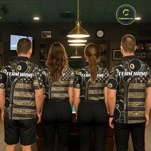 Load image into Gallery viewer, Black &amp; Gold Tribal 8 Ball Pool Shirts Custom Men Billiard Polo &amp; 1/4 Zip Shirt Billiard Team Jerseys NYN2970
