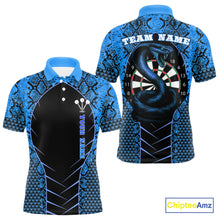 Load image into Gallery viewer, Custom Black And Blue Snake Pattern Cobra Dart Men Polo Shirt, Dart Jerseys NYN1550