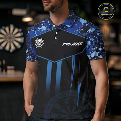 Crown Skull Splatter Paint Dartboard Darts Shirt For Men Custom Blue Splatter Dart Team Jerseys NYN3165