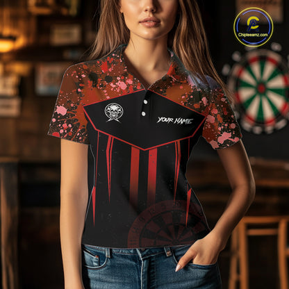 Crown Skull Splatter Paint Dartboard Darts Shirt For Women Custom Red Splatter Dart Team Jerseys NYN3166