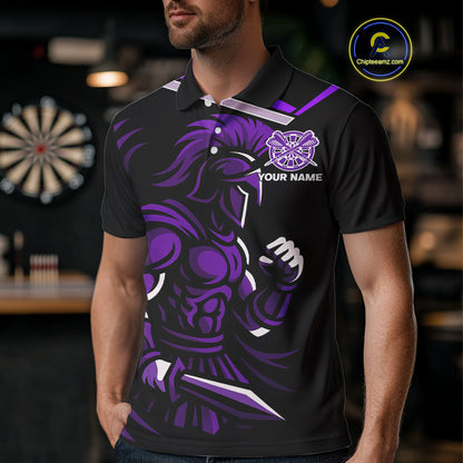 Custom Black And Purple Dartboard Warriors Darts Shirt For Men Outfits Dart Team Shirt NYN0397
