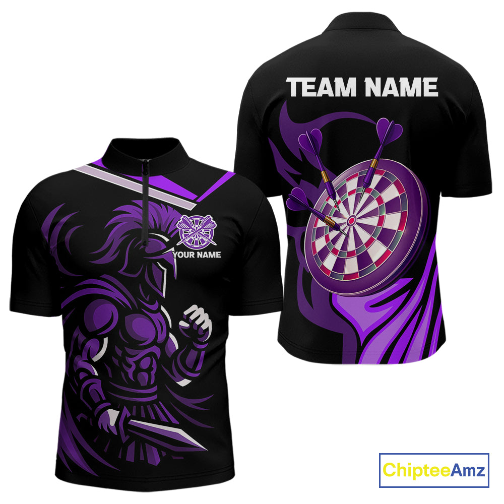 Custom Black And Purple Dartboard Warriors Darts Shirt For Men Outfits Dart Team Shirt NYN0397