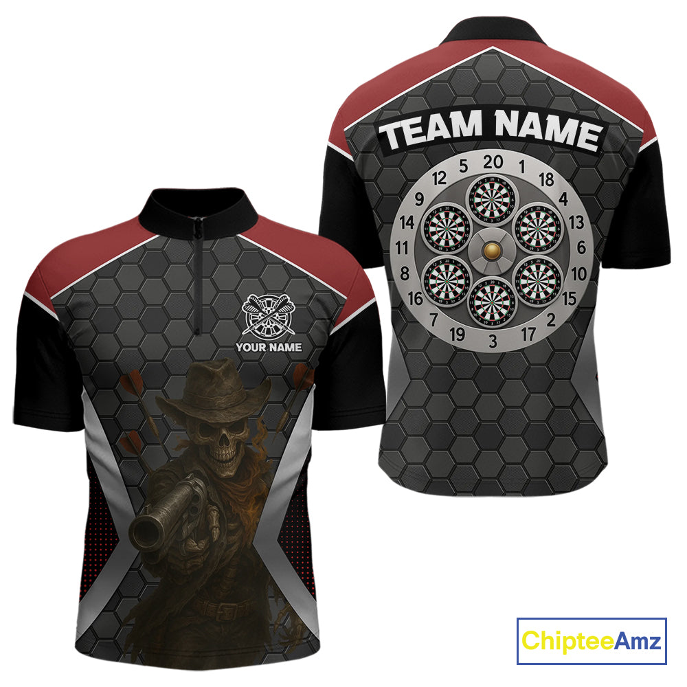 Skull Sheriff Shoots Darts Arrow Darts Shirt For Men - Customizable Name & Team NYN0400