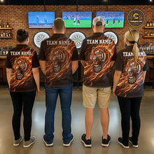 Load image into Gallery viewer, Orange Flaming Tiger Funny Darts Custom Men's Dart Quarter-Zip Shirts Team Dart League Jerseys NYN2076
