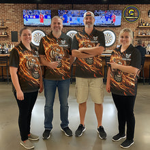 Load image into Gallery viewer, Orange Flaming Tiger Funny Darts Custom Men's Dart Quarter-Zip Shirts Team Dart League Jerseys NYN2076