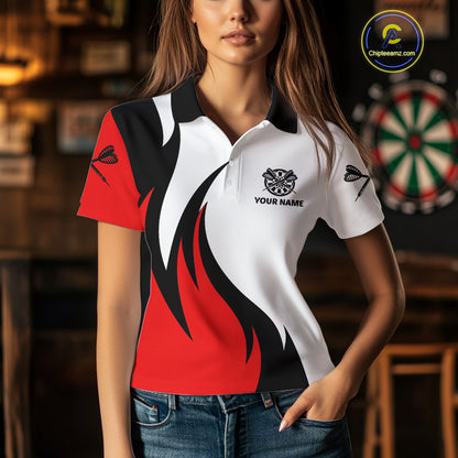 Keep Calm & Play Darts Custom Black-Red Dartboard Dart Shirts For Women Dart Team Jerseys NYN0061