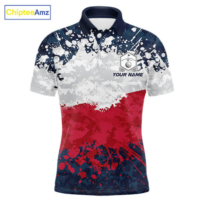 American flag splatter mens golf polo patriotic golf top