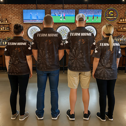Black Grunge Digital Camouflage Darts Custom Dart Polo Shirt Men Dart Tournament Jerseys NYN2090
