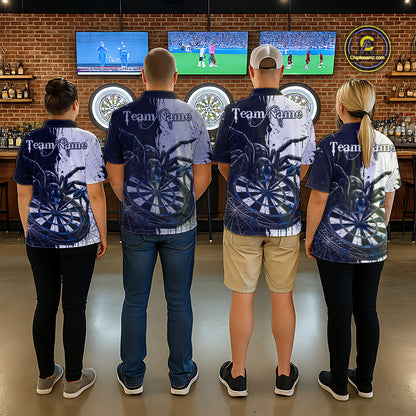Personalized Black & Blue Dripping Spider Men Dart Quarter-Zip Shirts Custom Dart League Jerseys NYN2097