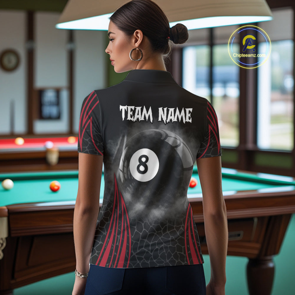 Custom Funny Rhino & 8 Ball Women's Billiard Shirts Personalized Billiard Apparel Gifts NYN2333