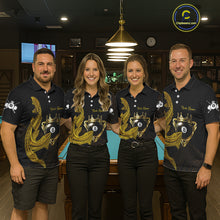 Load image into Gallery viewer, Gold 8 Ball Crown Women's Billiard Polo &amp; 1/4 Zip Shirt Custom Tribal Billiard Attire Gifts NYN2345