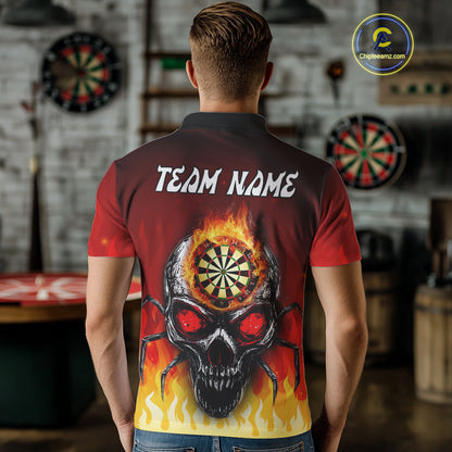 Spider Skull Flame Dartboard Custom Flame Dart Shirt For Men, Dart Jerseys NYN0227