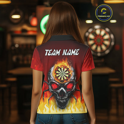 Spider Skull Flame Dartboard Custom Flame Dart Shirt For Women, Dart Jerseys NYN0227