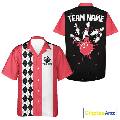 Personalized Retro Bowling Hawaiian Shirts Custom Retro Bowling Button Up Team Shirts | Multicolor NYN3970
